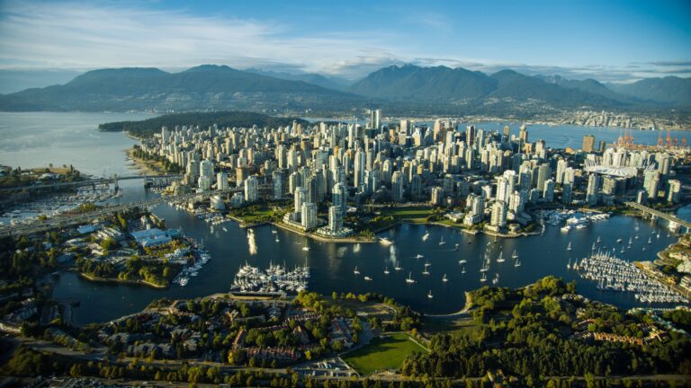 Aerial view of Metro Vancouver, a service area for Poseidon Fire Protection